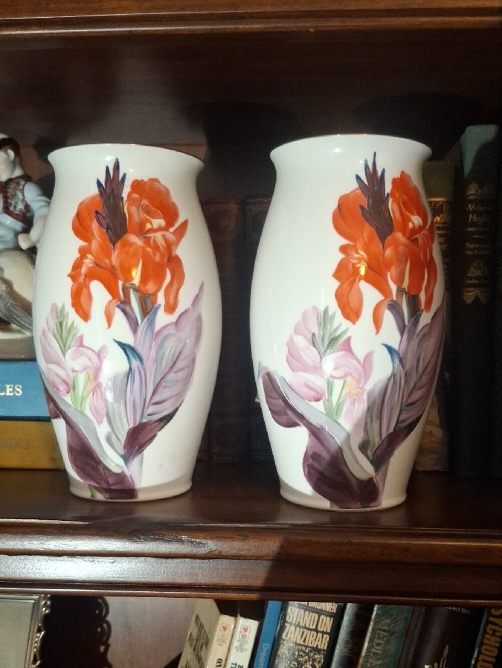 Pair of Vintage Noritake Nippon Toki Kaisha Bone China Iris Vases Signed A. Suku